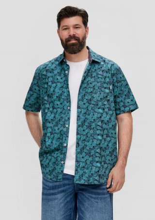 s.Oliver Slim: Kurzarmhemd mit Kentkragen - navy