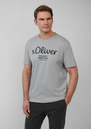s.Oliver T-Shirt mit Logo-Print - schiefergrau