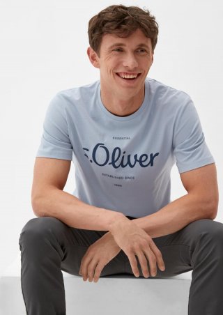 s.Oliver T-Shirt mit Logoprint - hellblau