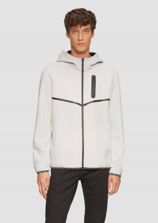 s.Oliver Sportive Jacke im Fabricmix mit Hoodie - weiß