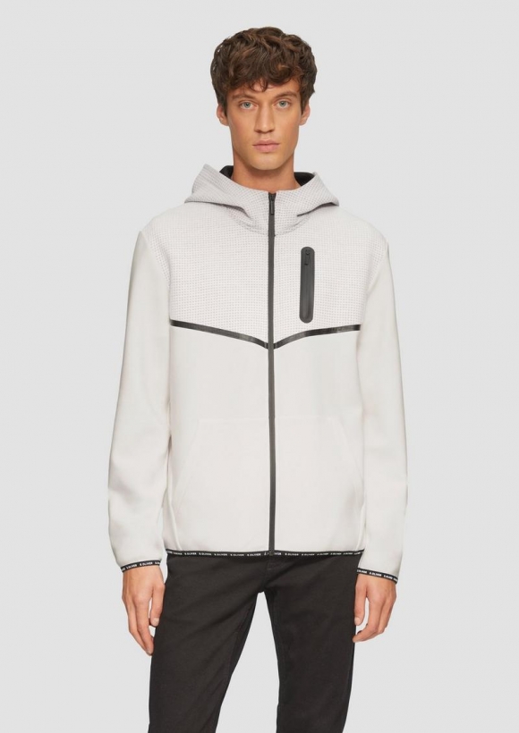 s.Oliver Sportive Jacke im Fabricmix mit Hoodie - weiß