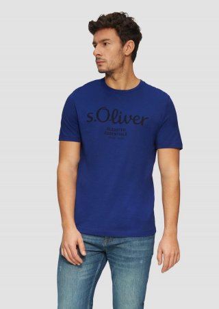 s.Oliver T-Shirt mit Logo-Print - ozeanblau