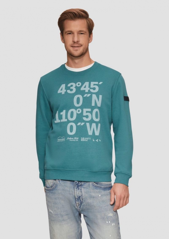 s.Oliver Sweatshirt mit Flock-Print - petrol