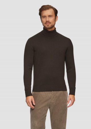 s.Oliver Rollkragenpullover aus Baumwolle - dunkelbraun