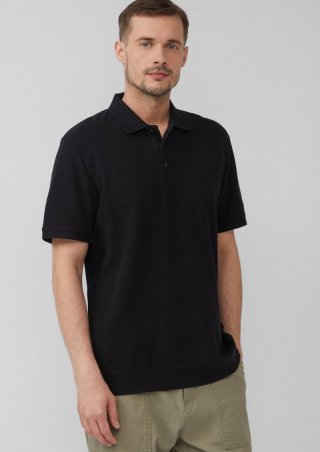s.Oliver Poloshirt aus Waffelpiqué - schwarz