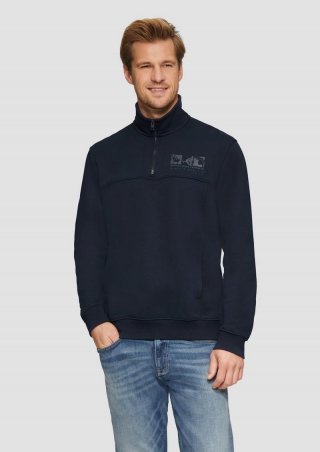 s.Oliver Sweatshirt mit Troyer-Kragen und seitlichen Eingrifftaschen - navy