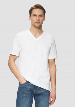 s.Oliver Baumwoll-T-Shirt mit Logo-Print - weiß