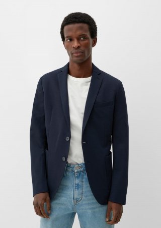 s.Oliver Slim: Joggsuit-Sakko aus Stretch-Jersey - navy