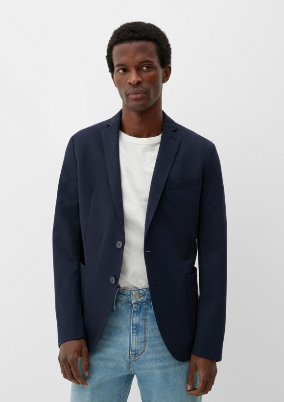 s.Oliver Slim: Joggsuit-Sakko aus Stretch-Jersey - navy