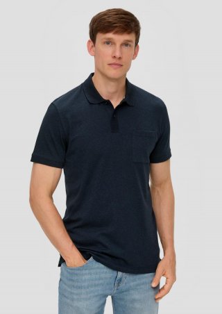 s.Oliver Poloshirt in melierter Optik - navy