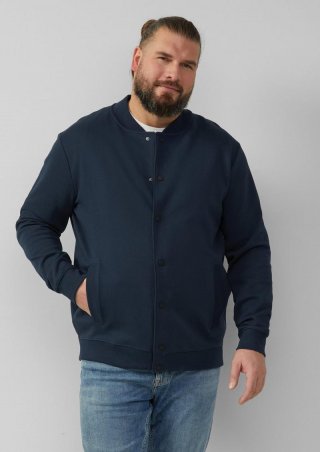 s.Oliver Strukturierte Sweatjacke mit Bomberkragen - tiefblau