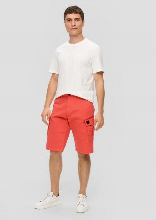s.Oliver Relaxed: Cargo-Bermuda mit Garment Dye - blutorange