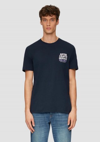 s.Oliver T-Shirt mit Crew Neck und Frontprint - navy