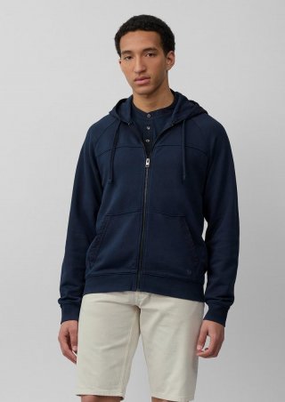 s.Oliver Sweatjacke mit Garment Dye und Kapuze im Fabricmix - tiefblau