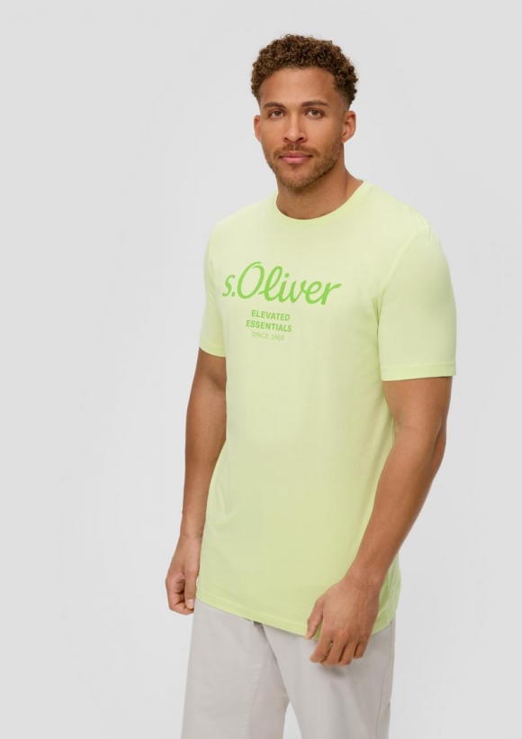 s.Oliver T-Shirt aus Baumwolle mit Logo-Print - limettengrün