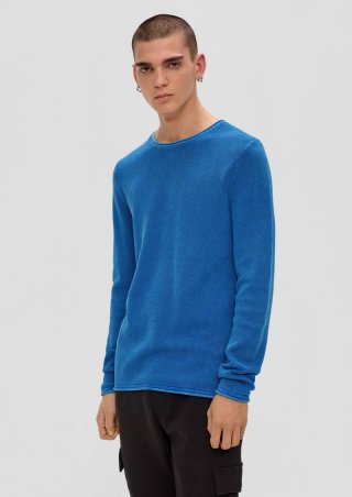 s.Oliver Leichter Strickpullover mit Musterstruktur - royalblau