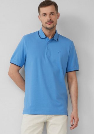 s.Oliver Sportives Piqué-Poloshirt mit Kontrast-Details - royalblau