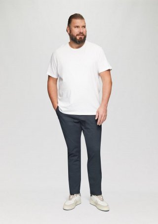 s.Oliver Fein gemusterte Hose mit Straight Leg - navy