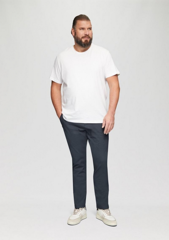 s.Oliver Fein gemusterte Hose mit Straight Leg - navy