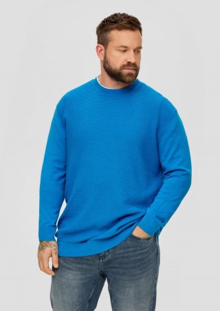 s.Oliver Strickpullover mit Waffelpiqué-Muster - royalblau
