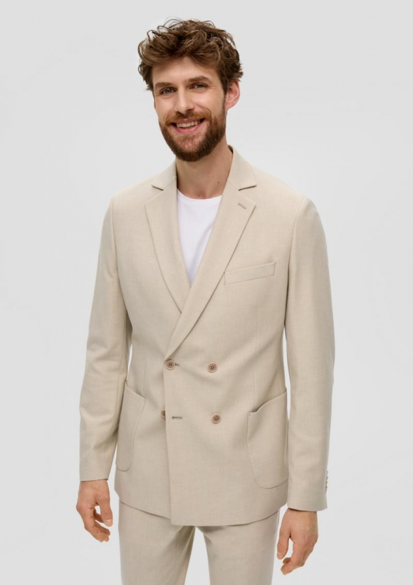 s.Oliver s.O PURE: Doppelreihiges Sakko im Leinen-Look - beige