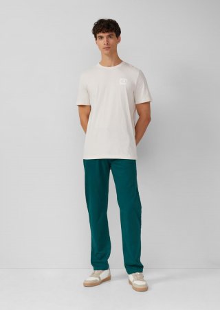 s.Oliver Baumwollhose aus Twill mit Ziernaht - tannengrün