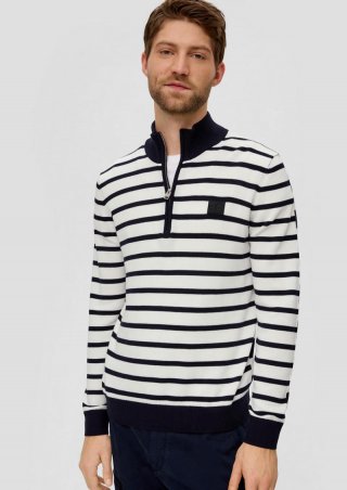 s.Oliver Strickpullover mit Half-Zip - navy