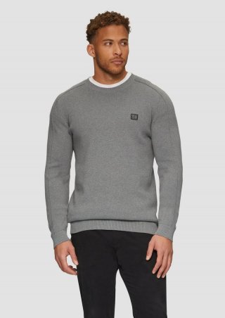 s.Oliver Strickpullover mit Nahtdetails und Logo - graphit