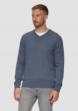 s.Oliver Strickpullover mit Logo-Stickerei - blau