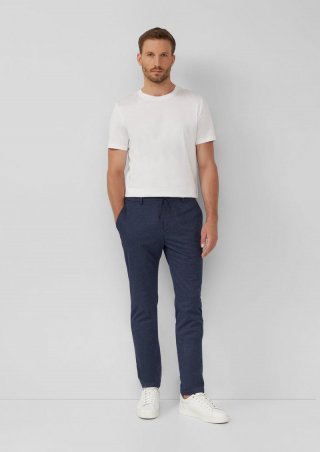 s.Oliver s.O JOGG: Anzug-Hose aus fein gemustertem Interlockjersey - navy