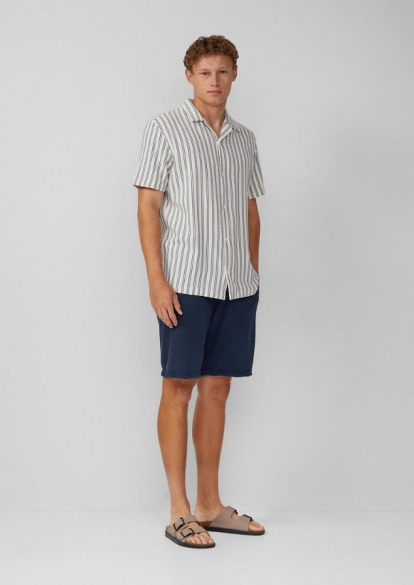 s.Oliver Gewaschene Shorts aus Strukturjersey - tiefblau