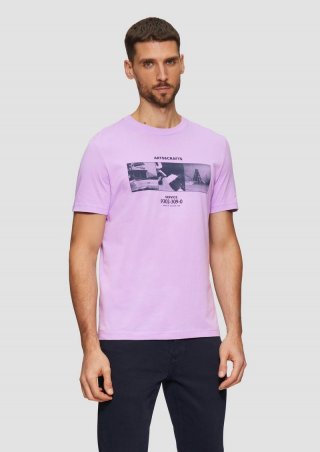 s.Oliver T-Shirt mit Crew Neck und Frontprint - lavendel