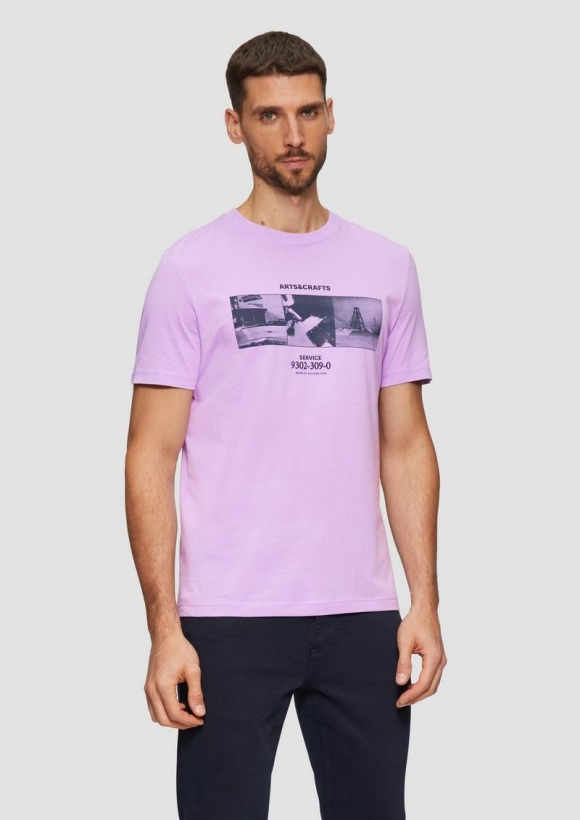 s.Oliver T-Shirt mit Crew Neck und Frontprint - lavendel