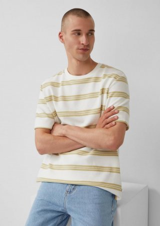 s.Oliver Strukturiertes Jersey-T-Shirt mit Streifen - sandstein
