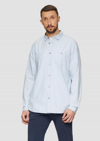s.Oliver Regular Fit: Kariertes Hemd mit Button-Down-Kragen - hellblau