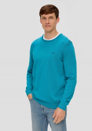 s.Oliver Strickpullover mit Logo - türkisblau