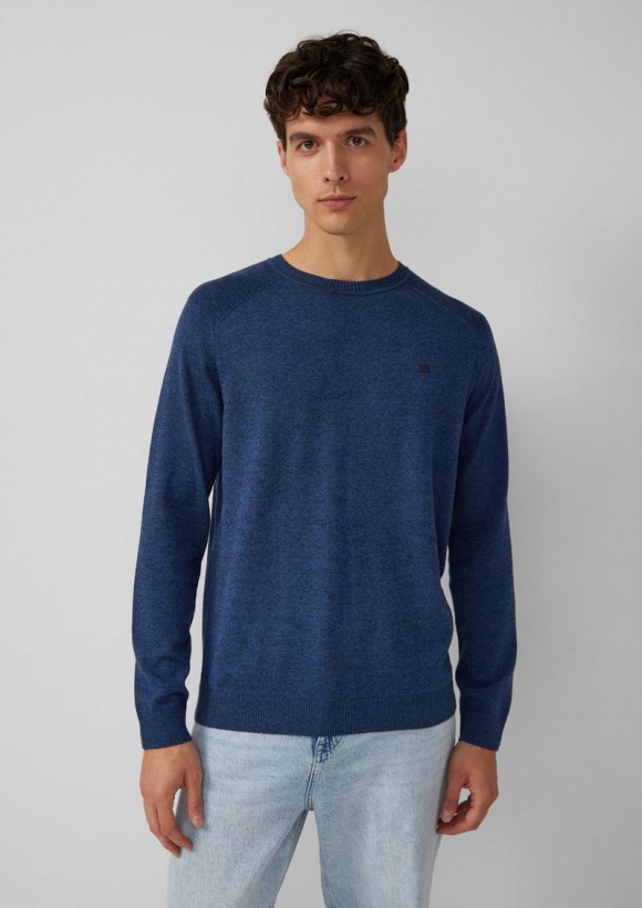 s.Oliver Strickpullover mit Crew Neck und Raglanärmeln - navy