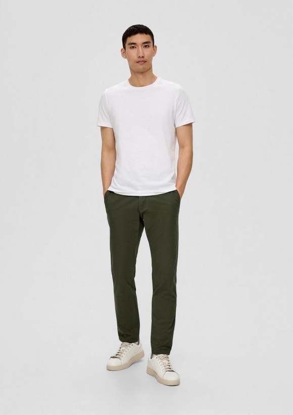 s.Oliver Austin: Slim Fit-Chino aus Baumwolltwill - olivgrün