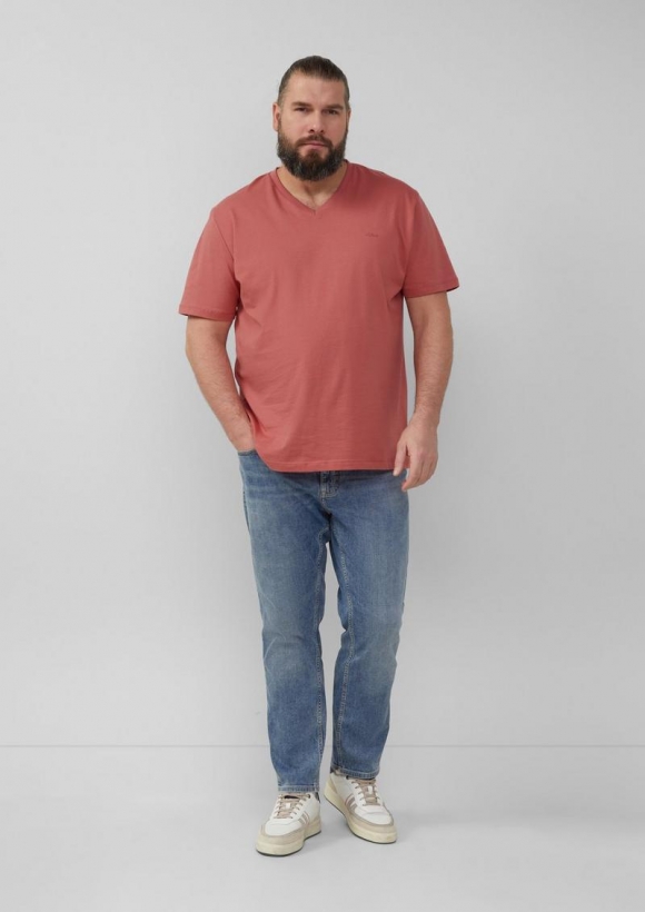 s.Oliver Baumwollshirt mit Logo-Stickerei - himbeere