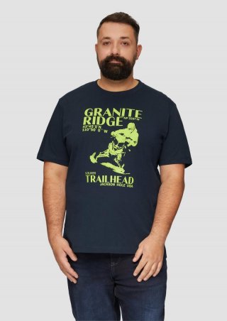 s.Oliver Crew-Neck-Shirt mit Frontprint - navy