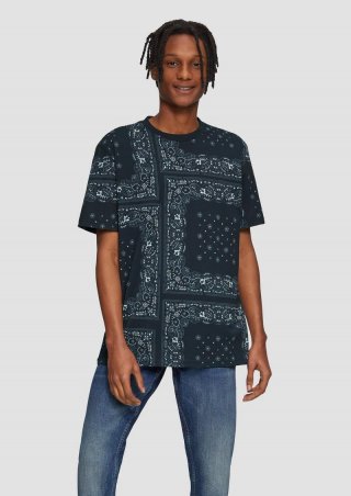 s.Oliver Modisches T-Shirt mit Paisley-Print - navy