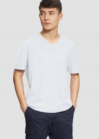 s.Oliver Baumwoll-T-Shirt mit Logo-Print - hellblau