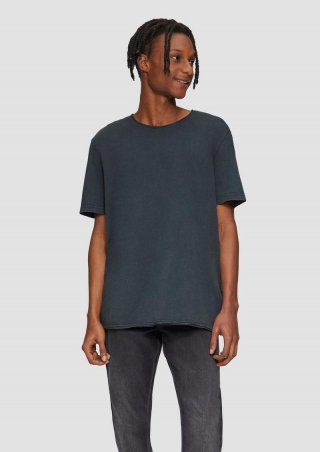 s.Oliver Gewaschenes T-Shirt mit Rollsaum - navy