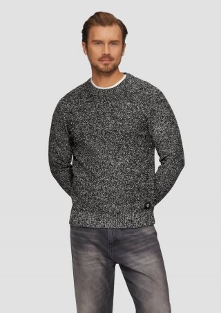 s.Oliver Grobstrickpullover in Melange-Optik - schwarz