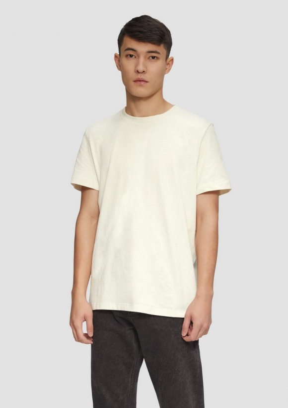 s.Oliver Softes Baumwoll-T-Shirt mit Crewneck - wollweiß