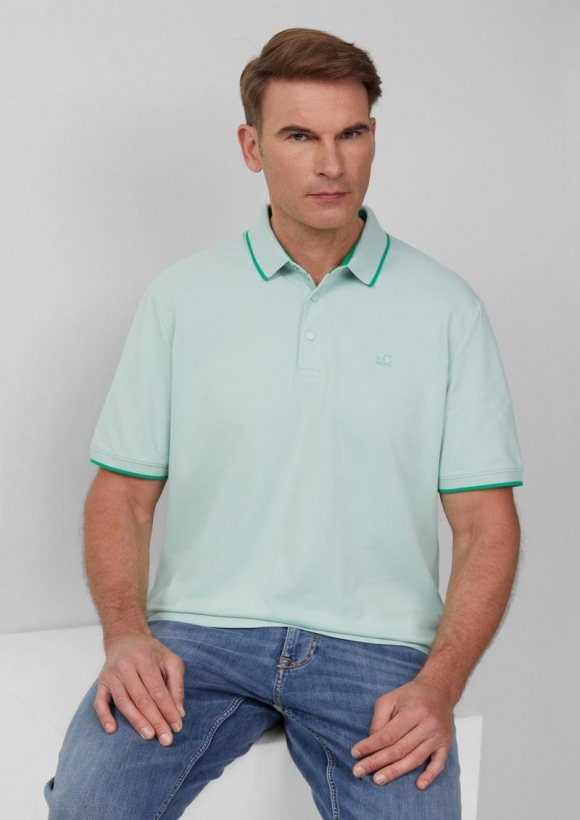 s.Oliver Sportives Piqué-Poloshirt mit Kontrast-Details - minze