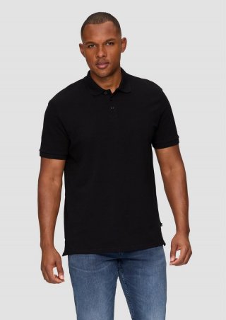 s.Oliver Poloshirt mit Piquéstruktur - schwarz