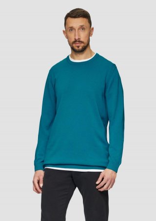 s.Oliver Strickpullover mit Logo-Stickerei - azurblau