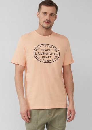 s.Oliver T-Shirt mit Crew Neck und Frontprint - papaya