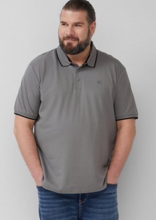 s.Oliver Sportives Piqué-Poloshirt mit Kontrast-Details - grau meliert